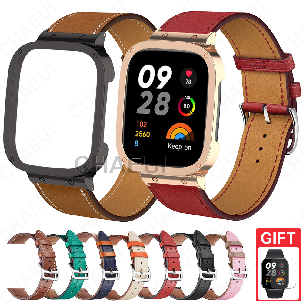 สายหนังพร้อมสายเคสอุปกรณ์เสริมสร้อยข้อมือสําหรับ Redmi Watch 6 5 4 3 2 Lite