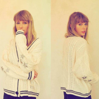 Taylor swift เสื้อกันหนาวคาร์ดิแกน ผ้าถัก สไตล์พื้นบ้าน