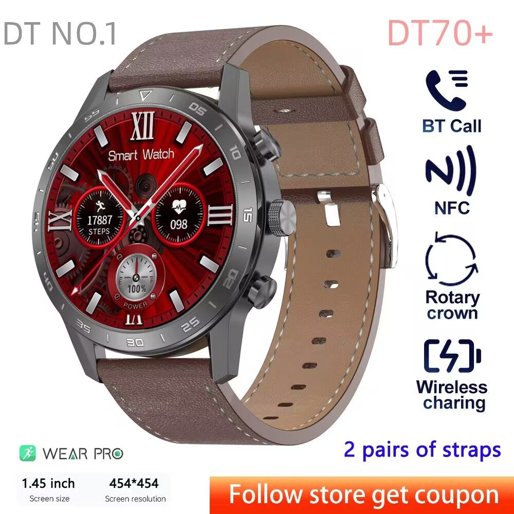 Dt70+ นาฬิกาข้อมือสมาร์ทวอทช์ NFC GPS ติดตามการออกกําลังกาย หรูหรา สําหรับผู้หญิง และผู้ชาย