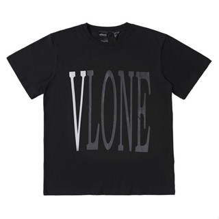 Vlone เสื้อยืดแขนสั้น ผ้าฝ้าย สะท้อนแสง พิมพ์ลาย แฟชั่นสําหรับผู้ชาย และผู้หญิง