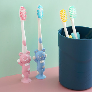 แปรงสีฟัน รูปหมีน่ารัก พร้อมจุกสุญญากาศ สําหรับเด็ก มี 4 สี Kid tooth brush