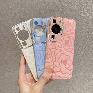 สําหรับ Huawei P60 P50 P40 P30 Pro Art Casing Leather Camellia Hard Phone Case Cover