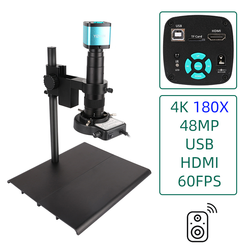 Yizhan กล้องจุลทรรศน์ตาข้างเดียว ดิจิทัล 48MP 4K USB HDMI ซูมต่อเนื่อง 180X สําหรับซ่อมแซมโทรศัพท์มือถือ