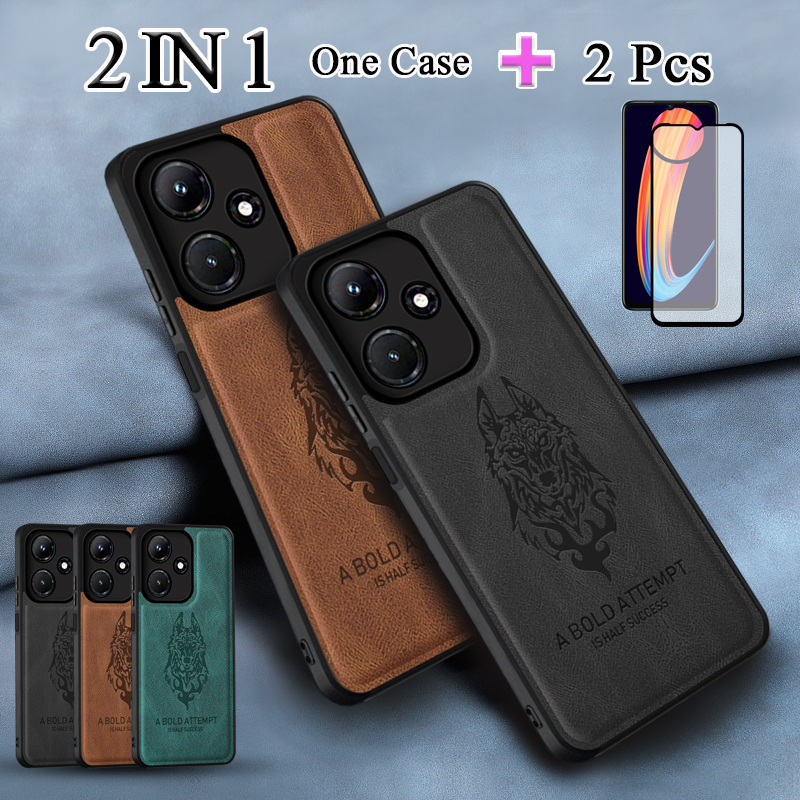 2 IN 1 สําหรับ Infinix Hot 30i เคสโทรศัพท์ TPU นุ่มกันกระแทกพร้อมกระจกนิรภัยโค้งเซรามิคป้องกันหน้าจอ