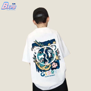 Bxpb ใหม่ เสื้อยืดแขนสั้นลําลอง ผ้าฝ้าย พิมพ์ลายการ์ตูนอนิเมะ ทรงหลวม ระบายอากาศ คุณภาพสูง สําหรับเด็กผู้ชาย 100-160