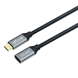 Dchav สายเคเบิลไนล่อนถัก 100W USB C เป็น USB C ตัวผู้ เป็นตัวเมีย 4K เอาท์พุตวิดีโอ 10Gbps ถ่ายโอนข้อมูล 3.1 Gen 2 PD 20V 5A ชาร์จเร็ว Type C เป็น Type C สําหรับแล็ปท็อป โทรศัพท์