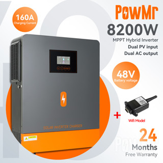 Powmr MPPT 8.2kw แผงควบคุมพลังงานแสงอาทิตย์ อินพุต 500VDC รองรับแบตเตอรี่ 48V 230VAC