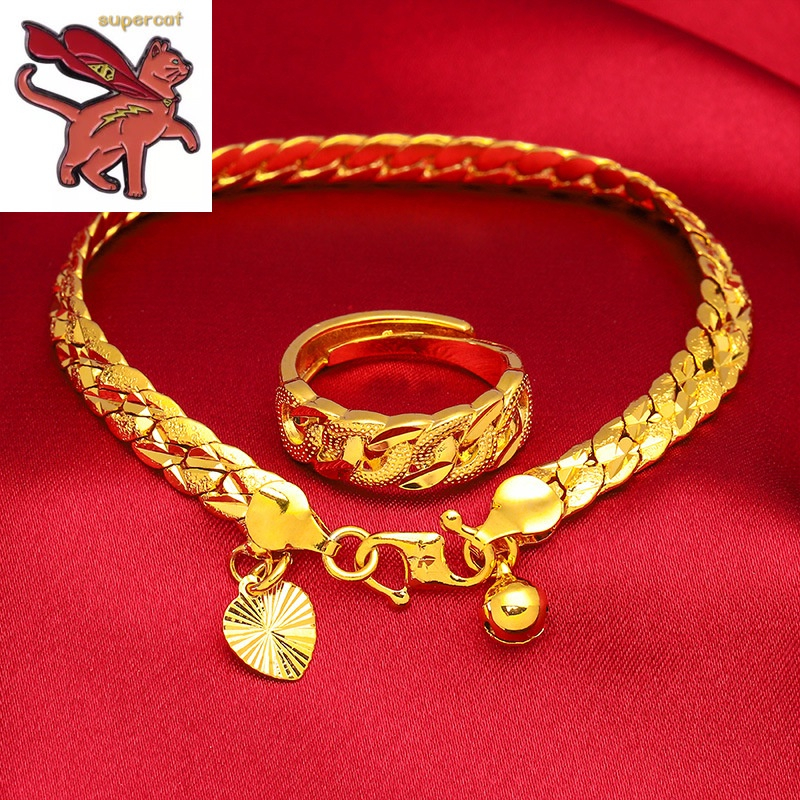 Original 18K Saudi gold Pawnable frosted surface boss bracelet พร้อมเข็มกลัดนาฬิกาขนาดใหญ่สําหรับผู้