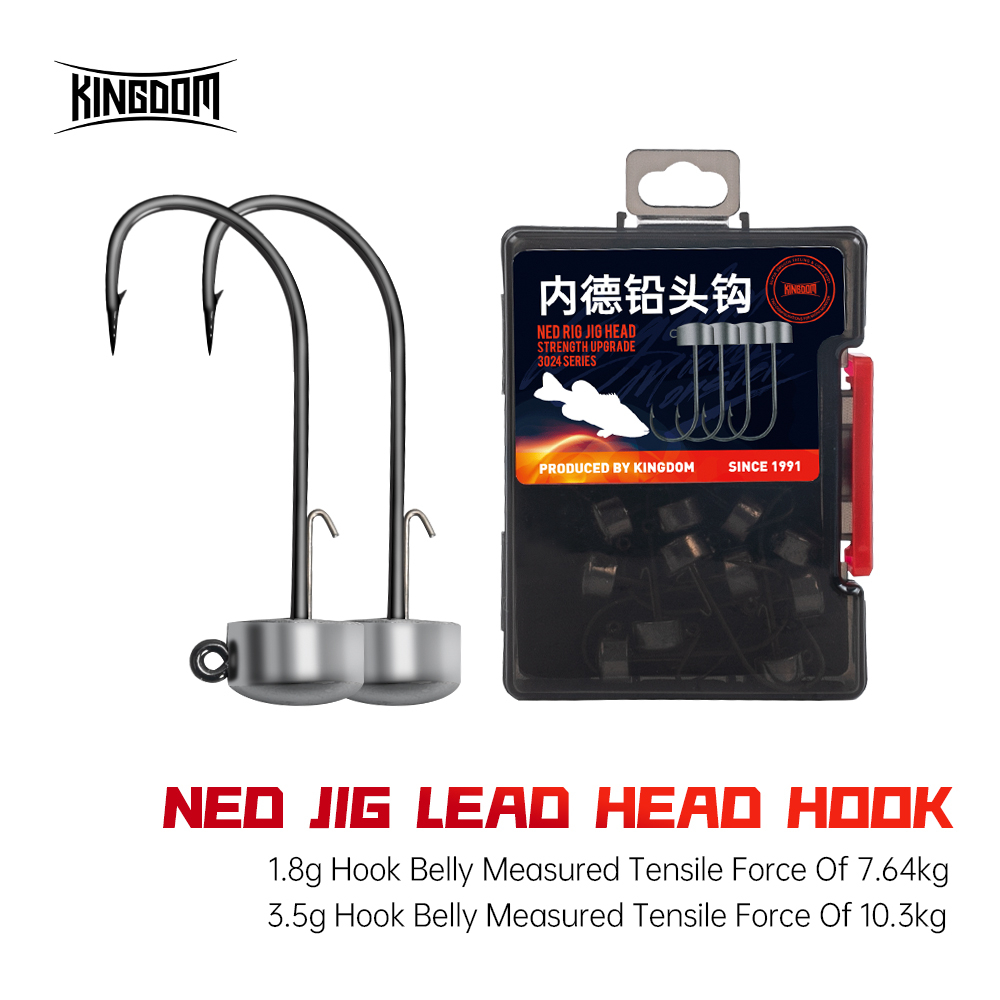 Kingdom JIG LEAD HEAD HOOK Fishing Hook 12 ชิ้น/กล่อง 1.8g 2.7g 3.5g 4.2g Barb น้ําเค็ม Jig Lead Hea