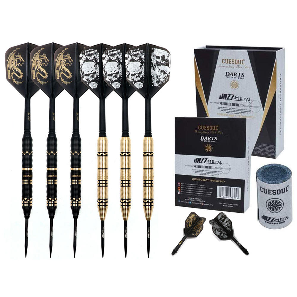 CUCUESOUL JAZZ-METAL Series Steel Tip Dart Set ลูกดอกมืออาชีพพร้อมเที่ยวบิน Dart ROST Integrated แพ็ค 6 ชิ้น