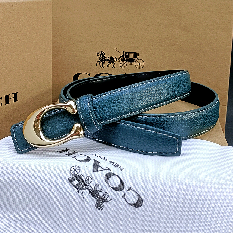 Coach ใหม่ เข็มขัดโลหะผสม ลายโลโก้ลิ้นจี่ สําหรับผู้ชาย และผู้หญิง