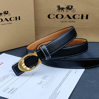 Coach สามมิติ C โลโก้โลหะผสมหัวเข็มขัดลิ้นจี่เม็ดหนังวัวเข็มขัดผู้ชายและผู้หญิงเข็มขัดกระโปรงเข็มขัด