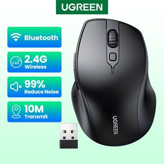 Ugreen เมาส์บลูทูธไร้สาย 5 ปุ่ม 2.4G บลูทูธ 5.0 และตัวรับสัญญาณ USB 4 ระดับ DPI ออกแบบตามสรีรศาสตร์ สําหรับ PC Mac Linux แล็ปท็อป