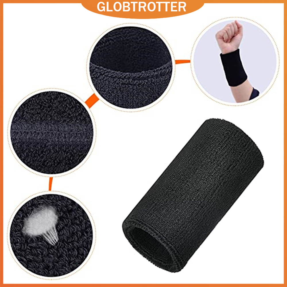 Globetrotter สายรัดข้อมือ ผ้าฝ้าย หลากสี สําหรับเล่นแบดมินตัน บาสเก็ตบอล 1 ชิ้น