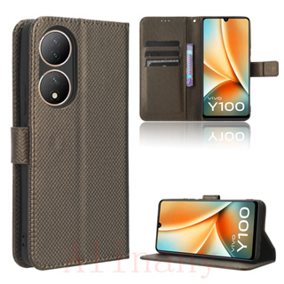 Vivo Y100 เคส PU Leather Case เคสโทรศัพท์ Stand Wallet Vivo Y100 Y 100 เคสมือถือ Cover