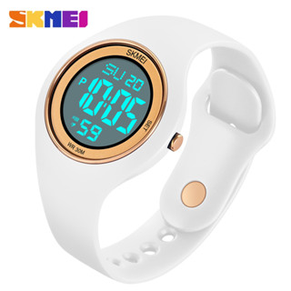 Skmei นาฬิกาข้อมือแฟชั่น หน้าปัดขนาดเล็ก แสดงวันที่ สัปดาห์ หน้าจอ LED ของขวัญ สําหรับนักเรียน ผู้ชาย ผู้หญิง