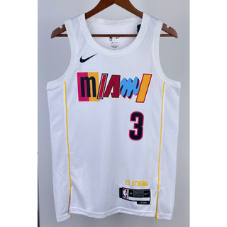 hot pressed 2023 nba Miami Heat No. 3 Wade city edition white basketball jersey