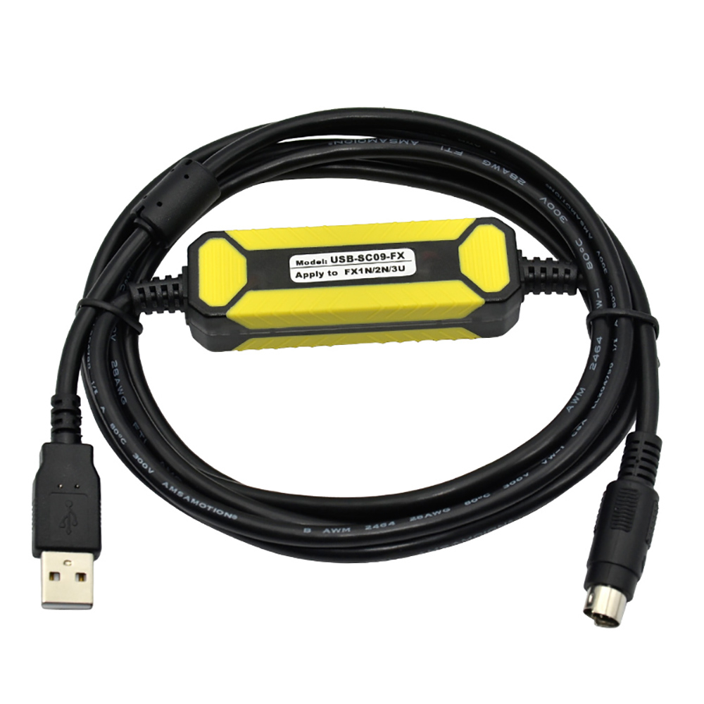 Amsamotion สายเคเบิลโปรแกรม USB-SC09-FX สําหรับ Mitsubishi PLC เข้ากันได้กับ FX-USB-AW FX2N FX1N FX0N FX0S FX1S FX3U