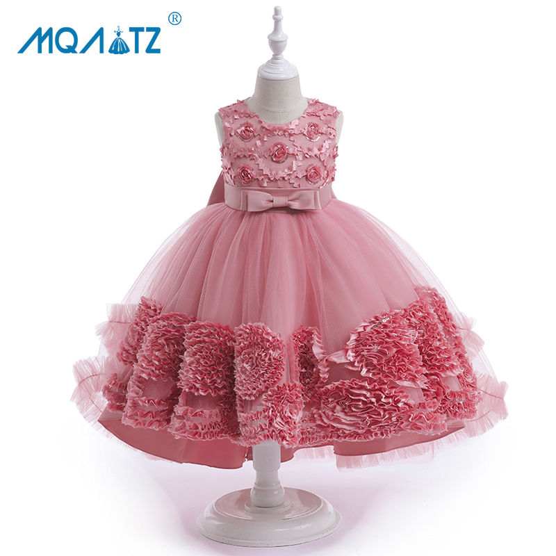 Mqatz ชุดเดรสเจ้าหญิง ลายดอกไม้ ขนปุย สําหรับเด็กผู้หญิง อายุ 3-12 ปี T5521