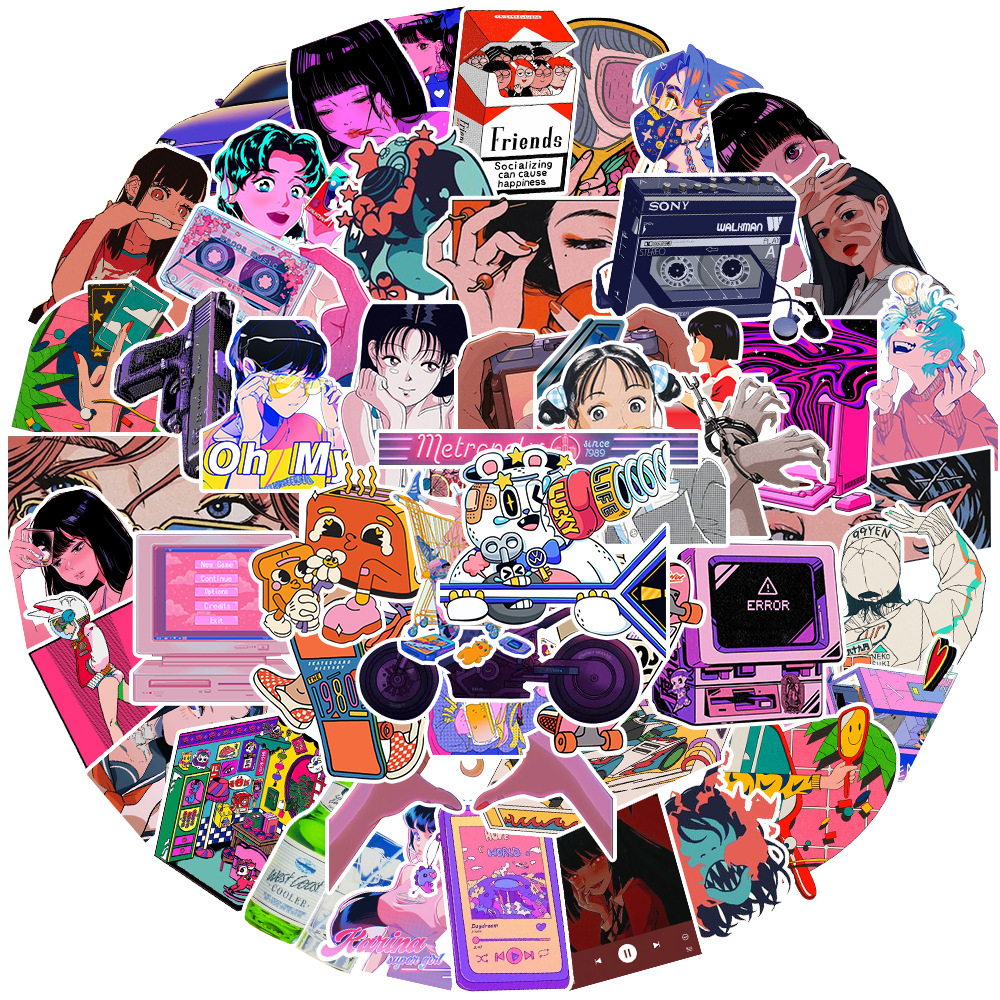 สติกเกอร์ ลายการ์ตูนอนิเมะ สําหรับติดตกแต่งหมวกกันน็อค กีตาร์ แล็ปท็อป กระเป๋าเดินทาง หมวกกันน็อค 50 ชิ้น