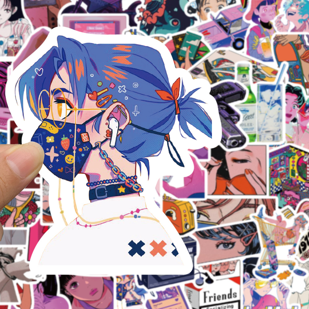 สติกเกอร์ ลายการ์ตูนอนิเมะ สําหรับติดตกแต่งหมวกกันน็อค กีตาร์ แล็ปท็อป กระเป๋าเดินทาง หมวกกันน็อค 50 ชิ้น