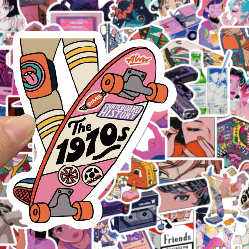 สติกเกอร์ ลายการ์ตูนอนิเมะ สําหรับติดตกแต่งหมวกกันน็อค กีตาร์ แล็ปท็อป กระเป๋าเดินทาง หมวกกันน็อค 50 ชิ้น