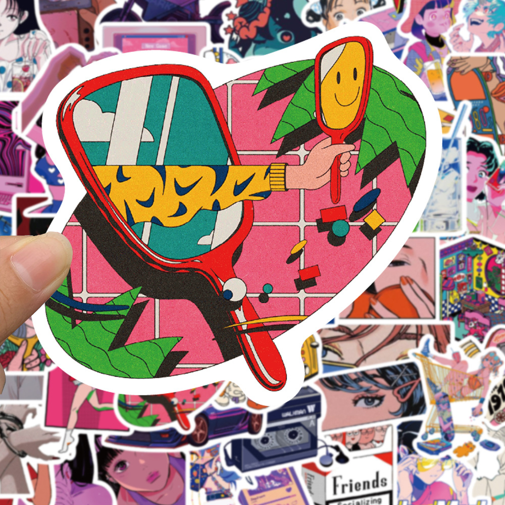 สติกเกอร์ ลายการ์ตูนอนิเมะ สําหรับติดตกแต่งหมวกกันน็อค กีตาร์ แล็ปท็อป กระเป๋าเดินทาง หมวกกันน็อค 50 ชิ้น