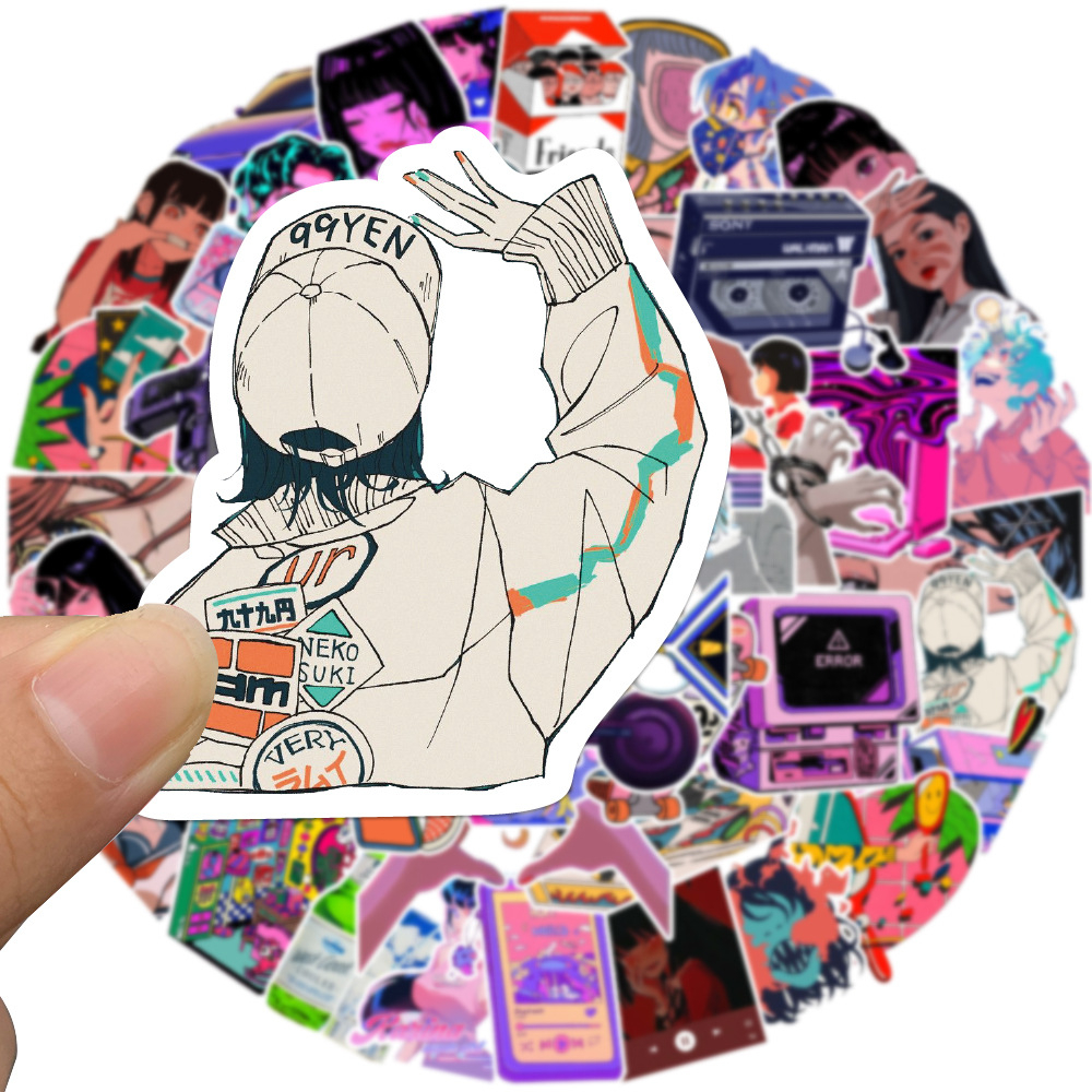 สติกเกอร์ ลายการ์ตูนอนิเมะ สําหรับติดตกแต่งหมวกกันน็อค กีตาร์ แล็ปท็อป กระเป๋าเดินทาง หมวกกันน็อค 50 ชิ้น