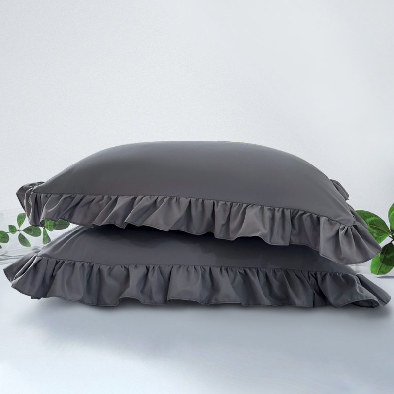 Dansunreve 2 ชิ้น ปลอกหมอน pillowcase แต่งจับจีบ ลายลูกไม้ สีพื้น สไตล์เจ้าหญิง