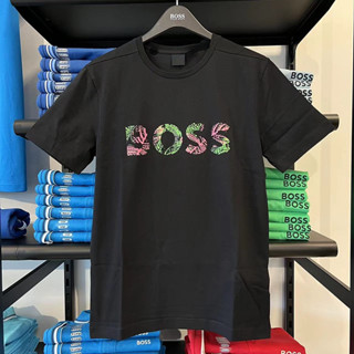 Bos เสื้อยืดคอกลม แขนสั้น ผ้าฝ้าย ลายโลโก้ เรียบง่าย สําหรับผู้ชาย และวัยรุ่น