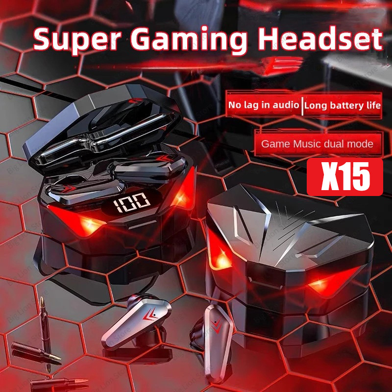 หูฟังบลูทูธไร้สาย X15 TWS พร้อมไมโครโฟน ตัดเสียงรบกวน สําหรับเล่นเกม