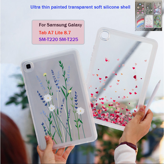 Tablet Slim Thin Transparent Case For Samsung Galaxy Tab A7 Lite 8.7 SM-T220 SM-T225 Fresh Painted Soft Silicone Shockproof Cover