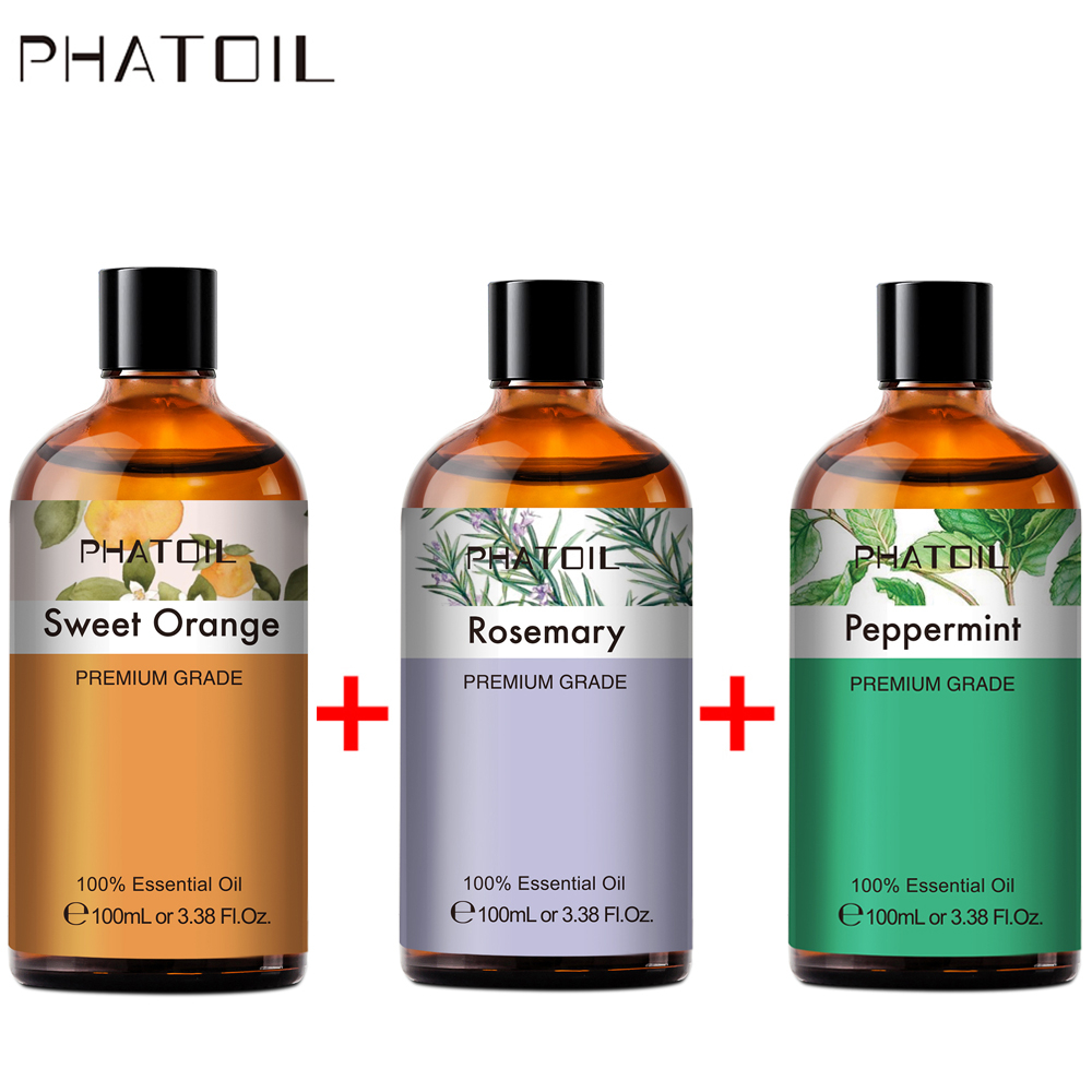 Phatoil เครื่องทําความชื้นน้ํามันหอมระเหย โรสแมรี่ เปปเปอร์มินนิต ส้ม ขนาด 100 มล. สําหรับน้ํามันหอมระเหย 3 ชิ้น ต่อล็อต ราคา ถูกที่สุด ดีลบีเคเค