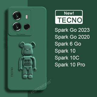 เคสซิลิโคนนิ่ม ลายหมีน่ารัก สีพื้น สําหรับ TECNO Spark Go 2023 2020 6 Go Spark 10 Pro 10C 4G