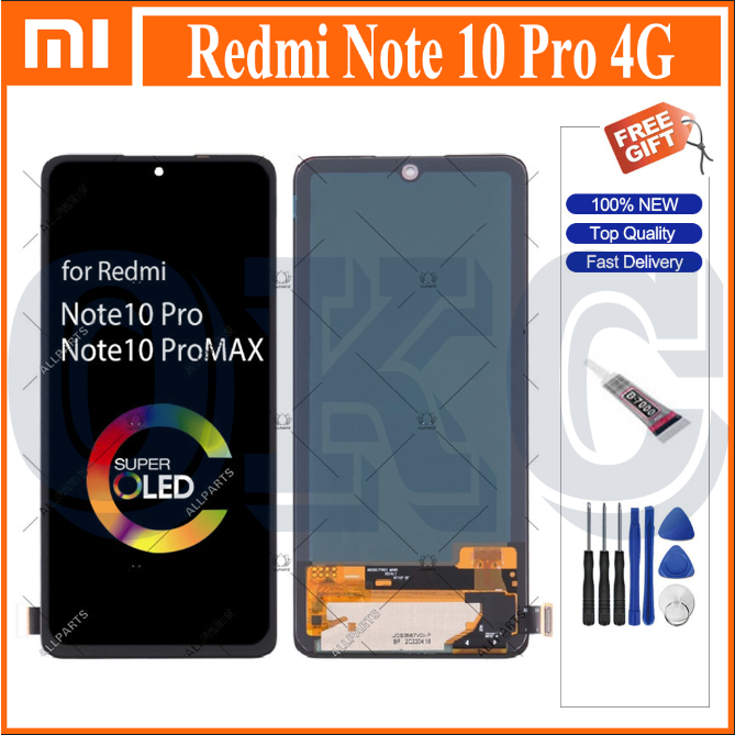 AMOLED จอแสดงผล LCD สําหรับ Redmi หมายเหตุ 10 Pro 4G จอแสดงผล LCD Touch Screen Digitizer ชุดประกอบ P