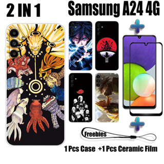 2 IN 1 เคสโทรศัพท์เซรามิค กันรอยหน้าจอ ทรงโค้ง ลายนารูโตะ สําหรับ Samsung A24 4G