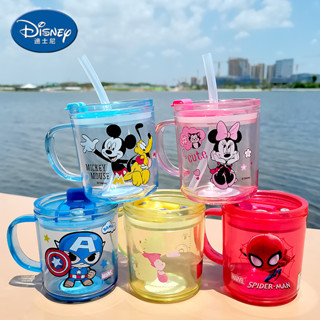 พร้อมส่ง Disney(ของแท้) ถ้วยน้ำเด็กพลาสติก มีฝาปิด ใส่หลอดได้ Skater แก้วน้ำเด็ก แก้วน้ำ มีฝาเปิด-ปิดสามารถกันหกได้ พร้อมหลอดดูด ขนาด 300 ML