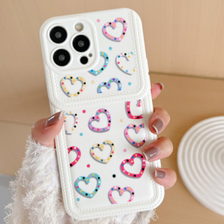 เคสโทรศัพท์มือถือ ลายจุด หัวใจ พร้อมกระเป๋าสตางค์ หลากสี สําหรับ iPhone 14ProMax 13 iPhone11 12 ProMax