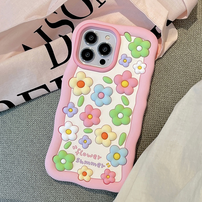 เคสโทรศัพท์มือถือซิลิโคน ลายดอกไม้ สําหรับ iPhone 15 14ProMax 13 iPhone11 12 ProMax