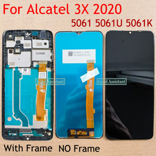 แผงหน้าจอสัมผัสดิจิทัล LCD 6.52 นิ้ว พร้อมกรอบ สีดํา สําหรับ Alcatel 3X 2020 5061 5061U 5061K 5062