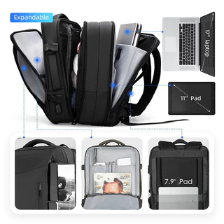 MARK RYDEN กระเป๋าเป้สะพายหลัง ใส่แล็ปท็อป ขยายได้ พอร์ตชาร์จ USB ขนาด 17.3 นิ้ว MR9299