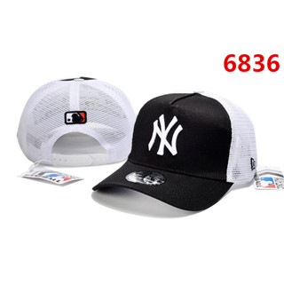 หมวก ผ้าตาข่าย ระบายอากาศได้ดี ปักลาย New Era New York NY สีดํา และสีขาว