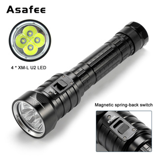 Asafee DX4 ไฟฉายดําน้ํา XM-L U2 LED โคมไฟดําน้ํา ความสว่าง กันน้ํา 100M แสงสีขาว LED สันทนาการ ดําน้ํา ดําน้ํา ถ้ํา ดําน้ํา ไฟฉาย