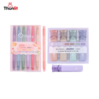 Thunlit ชุดปากกาเน้นข้อความ ไฮไลท์ 4ชิ้น 6ชิ้น Morandi Mildliner 2หัว ปากกามาร์กเกอร์ สําหรับนักเรียน DIY เน้นข้อความ Journal และ Planner