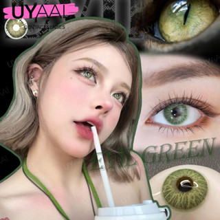 Uyaai คอนแทคเลนส์ สีเขียว -0.00~-5.00 สไตล์ตะวันตก 14.2 มม.