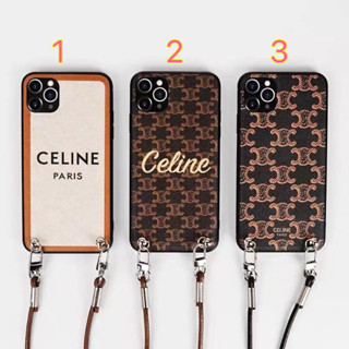 CELINE เคสโทรศัพท์มือถือ กันกระแทก พร้อมสายคล้อง สไตล์ยุโรป อเมริกัน สําหรับ Apple iphone14promax 13pro i1112 14 13 X