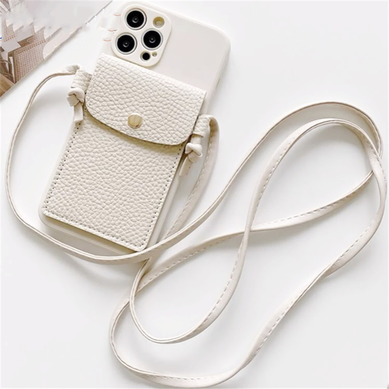 เคสเชือกเส้นเล็กสะพายข้างเข้ากันได้สําหรับ ไอโฟน 14 13 12 11 มือโปร สูงสุด พิเศษคลาสสิกหนังกระเป๋าสตางค์สายคล้องบัตรปก