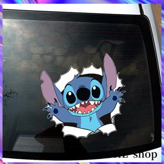 สติกเกอร์ ลายการ์ตูน Stitch น่ารัก สําหรับติดตกแต่งกระจกหลัง หมวกกันน็อค รถยนต์