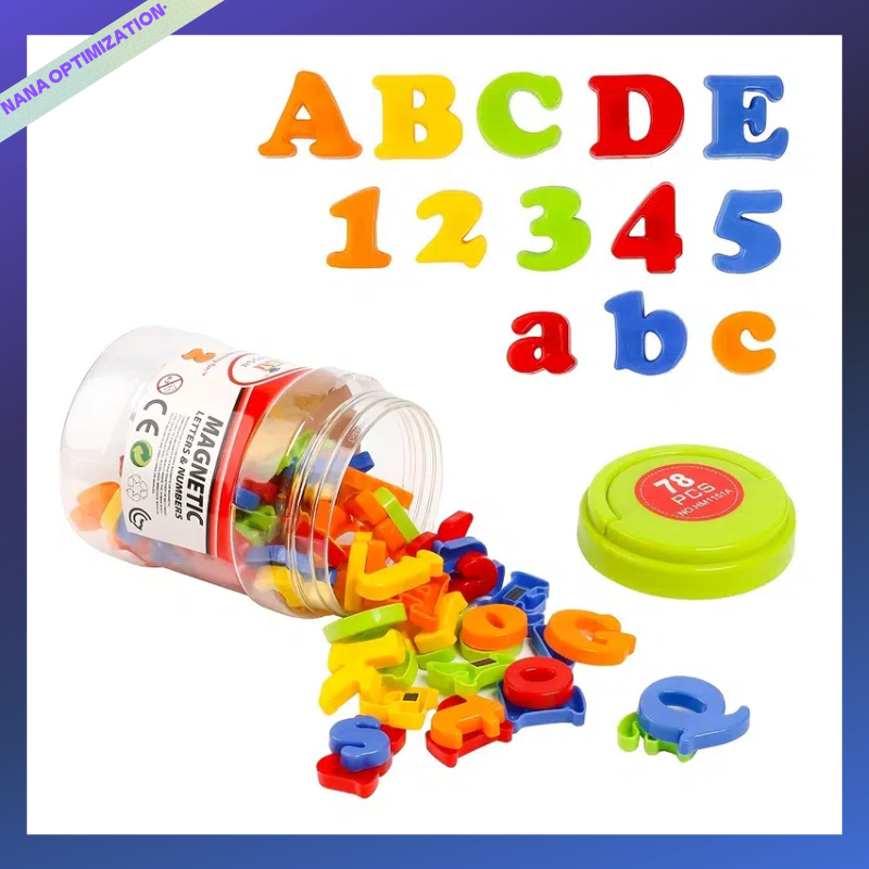 ตัวอักษรแม่เหล็ก พลาสติก ABC 123 แม่เหล็กตู้เย็น ใช้สําหรับชุดของเล่นเพื่อการศึกษาคําศัพท์ การเรียนรู้ การนับการสะกดคําก่อนวัยเรียน (78 ชิ้น)
