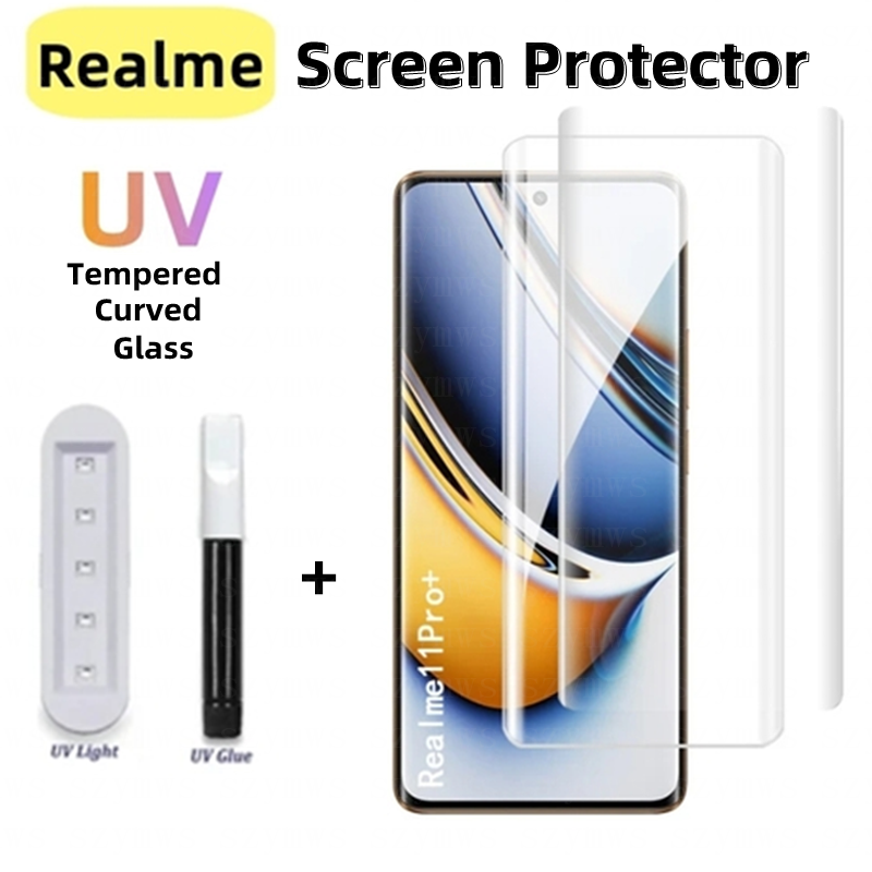 กระจกนิรภัย UV สําหรับ Realme Realme 12 11 Pro 10 Pro 10 Pro Plus ป้องกันหน้าจอสําหรับ Realme Series ฟิล์มป้องกัน